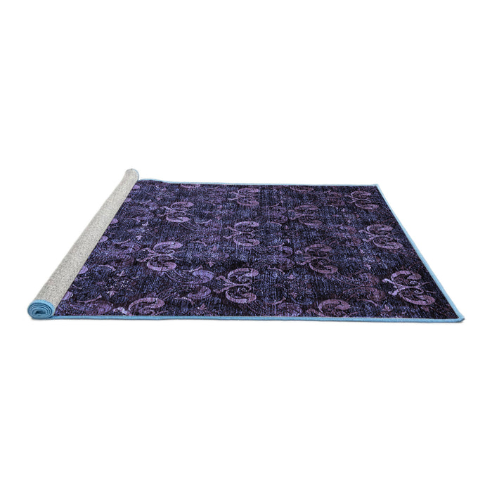 Sideview of Machine Washable Abstract Blue Modern Rug, wshabs468blu