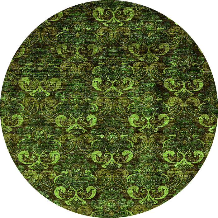 Round Abstract Green Modern Rug, abs468grn