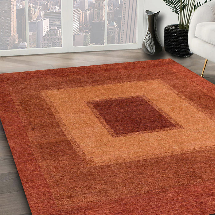 Machine Washable Abstract Red Rug in a Family Room, wshabs4690
