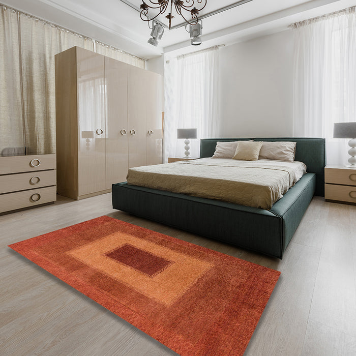 Abstract Red Modern Rug in a Bedroom, abs4690