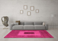 Machine Washable Abstract Pink Modern Rug, wshabs4690pnk