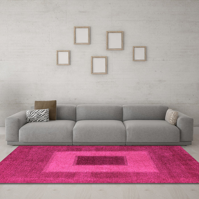 Machine Washable Abstract Pink Modern Rug in a Living Room, wshabs4690pnk