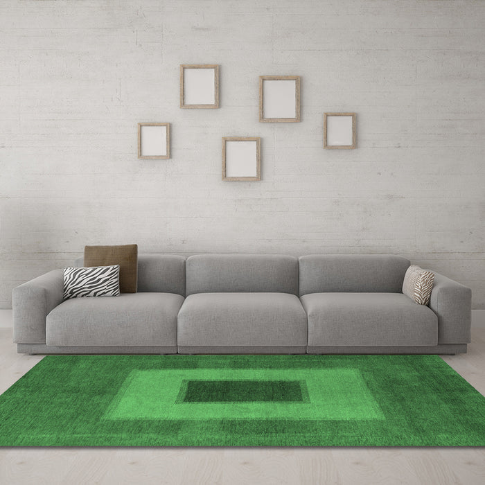 Machine Washable Abstract Emerald Green Modern Area Rugs in a Living Room,, wshabs4690emgrn