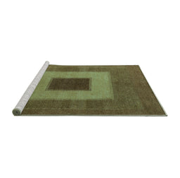 Sideview of Machine Washable Abstract Turquoise Modern Area Rugs, wshabs4690turq