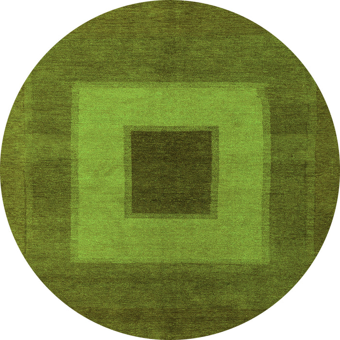 Round Machine Washable Abstract Green Modern Area Rugs, wshabs4690grn