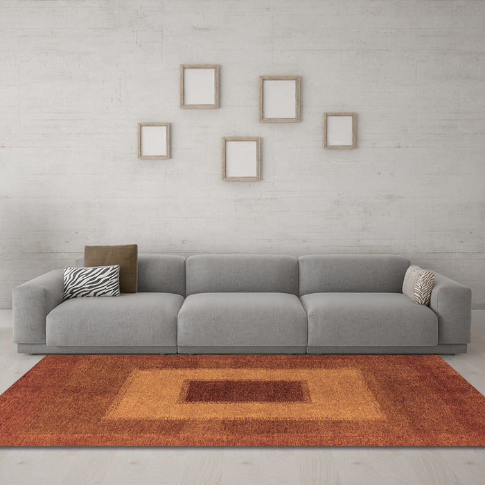 Machine Washable Abstract Brown Modern Rug in a Living Room,, wshabs4690brn