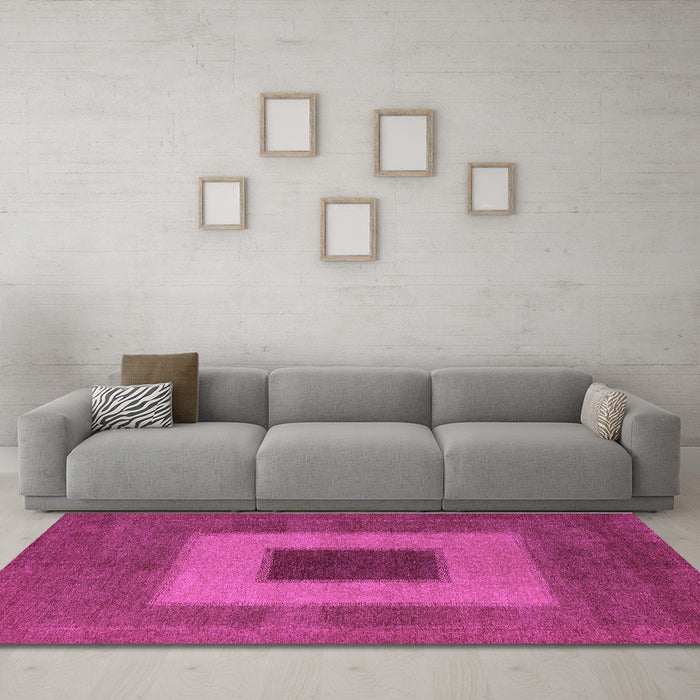Machine Washable Abstract Purple Modern Area Rugs in a Living Room, wshabs4690pur