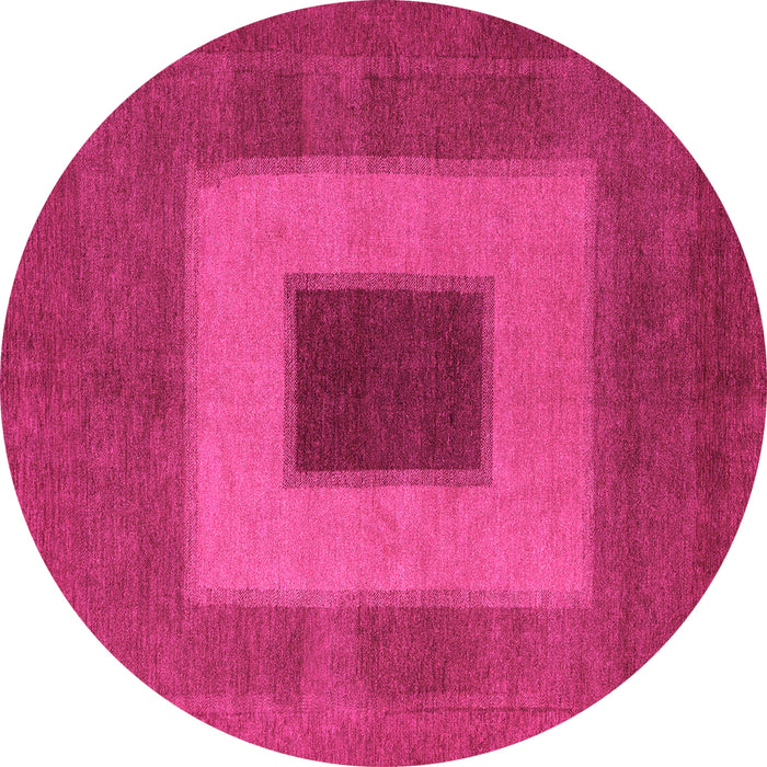 Round Machine Washable Abstract Pink Modern Rug, wshabs4690pnk
