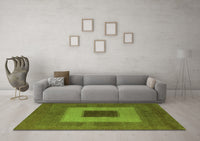 Machine Washable Abstract Green Modern Rug, wshabs4690grn