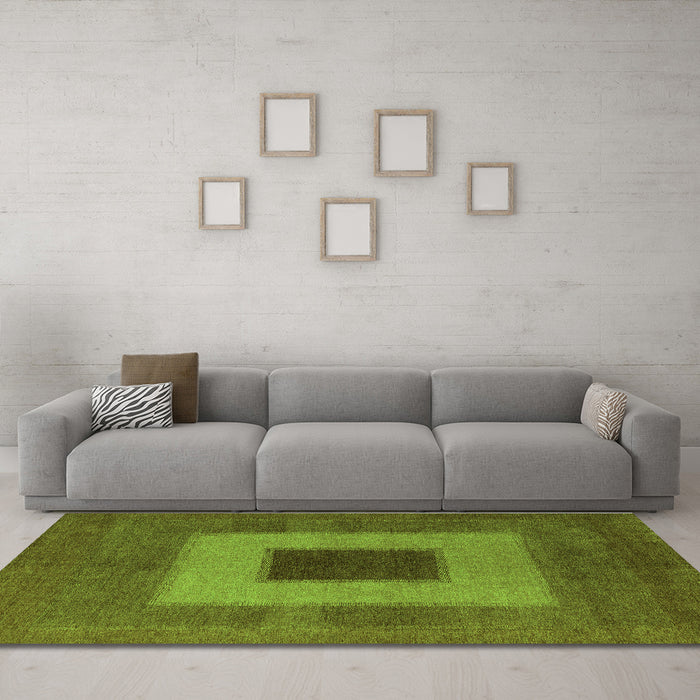 Machine Washable Abstract Green Modern Area Rugs in a Living Room,, wshabs4690grn