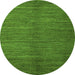 Round Machine Washable Abstract Green Modern Area Rugs, wshabs4691grn