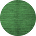 Round Machine Washable Abstract Emerald Green Modern Area Rugs, wshabs4691emgrn