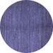 Round Machine Washable Abstract Blue Modern Rug, wshabs4691blu