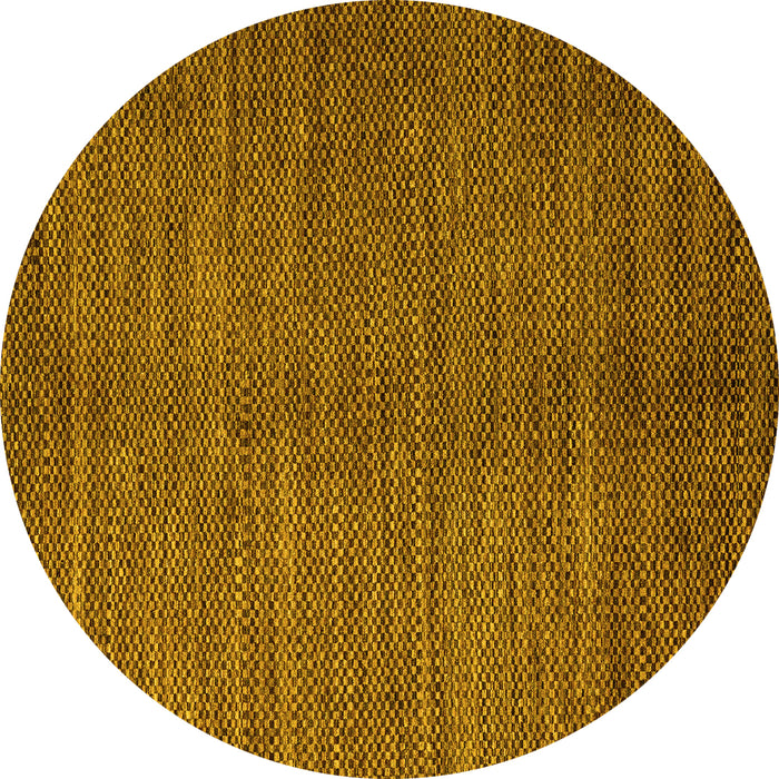 Round Abstract Yellow Modern Rug, abs4691yw