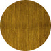 Round Abstract Yellow Modern Rug, abs4691yw