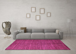 Machine Washable Abstract Pink Modern Rug in a Living Room, wshabs4691pnk