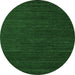 Round Machine Washable Abstract Emerald Green Modern Area Rugs, wshabs4692emgrn