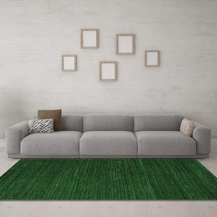 Machine Washable Abstract Emerald Green Modern Area Rugs in a Living Room,, wshabs4692emgrn