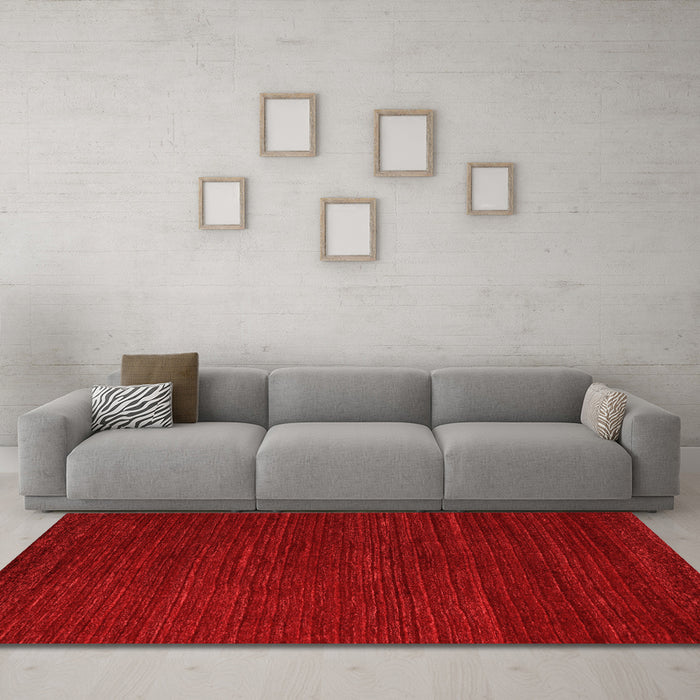 Machine Washable Abstract Orange Modern Area Rugs in a Living Room, wshabs4692org