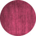 Round Machine Washable Abstract Pink Modern Rug, wshabs4693pnk