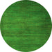 Round Machine Washable Abstract Green Modern Area Rugs, wshabs4693grn