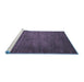 Sideview of Machine Washable Abstract Blue Modern Rug, wshabs4693blu