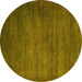 Round Abstract Yellow Modern Rug, abs4693yw