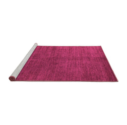 Sideview of Machine Washable Abstract Pink Modern Rug, wshabs4694pnk