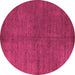 Round Machine Washable Abstract Pink Modern Rug, wshabs4694pnk