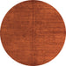 Round Abstract Orange Modern Rug, abs4694org