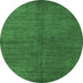 Round Abstract Emerald Green Modern Rug, abs4694emgrn