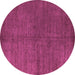 Round Machine Washable Abstract Purple Modern Area Rugs, wshabs4694pur