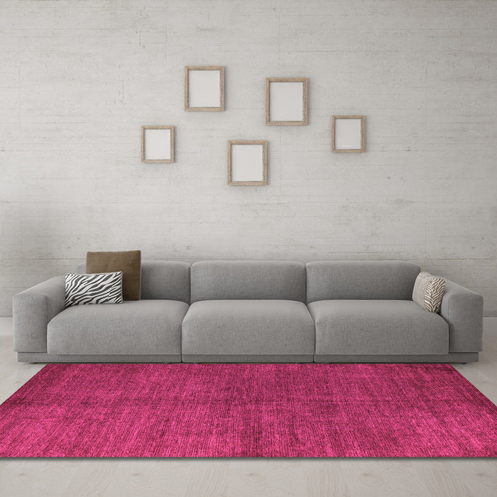 Machine Washable Abstract Pink Modern Rug in a Living Room, wshabs4694pnk