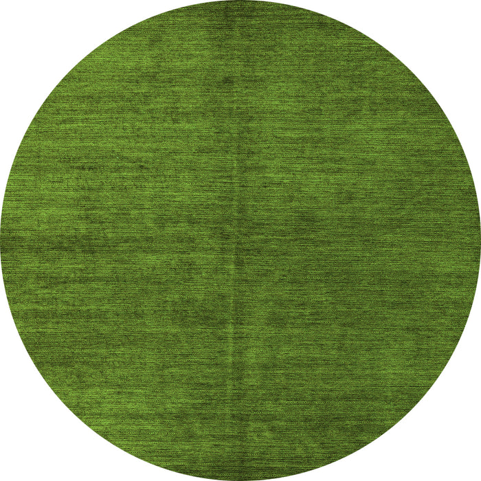 Round Machine Washable Abstract Green Modern Area Rugs, wshabs4694grn