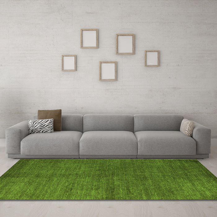 Machine Washable Abstract Green Modern Area Rugs in a Living Room,, wshabs4694grn