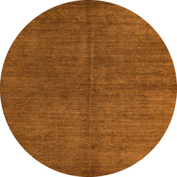 Round Machine Washable Abstract Orange Rug, wshabs4694