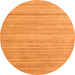 Round Machine Washable Solid Orange Modern Area Rugs, wshabs4695org