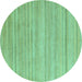 Round Machine Washable Solid Turquoise Modern Area Rugs, wshabs4695turq