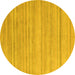 Round Machine Washable Solid Yellow Modern Rug, wshabs4695yw