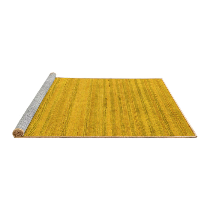 Sideview of Machine Washable Solid Yellow Modern Rug, wshabs4695yw