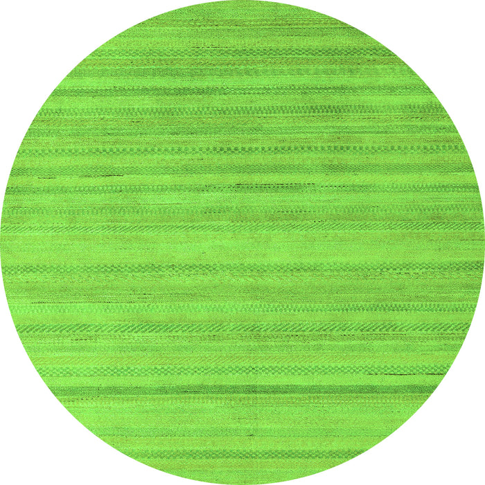 Round Machine Washable Solid Green Modern Area Rugs, wshabs4695grn
