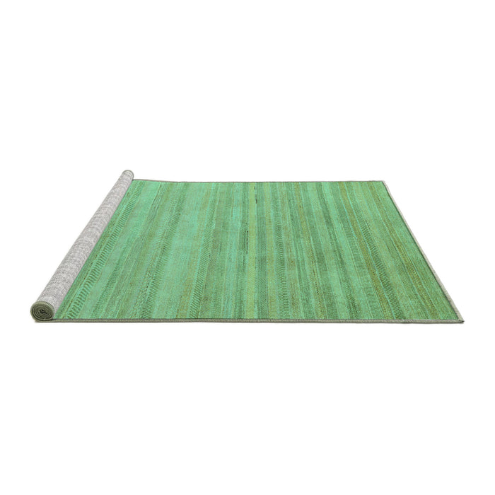 Sideview of Machine Washable Solid Turquoise Modern Area Rugs, wshabs4695turq