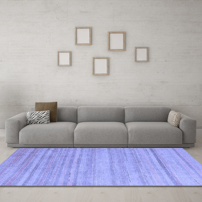 Machine Washable Solid Blue Modern Rug in a Living Room, wshabs4695blu