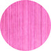 Round Machine Washable Solid Pink Modern Rug, wshabs4695pnk