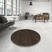 Round Machine Washable Abstract Sepia Brown Rug in a Office, wshabs4696