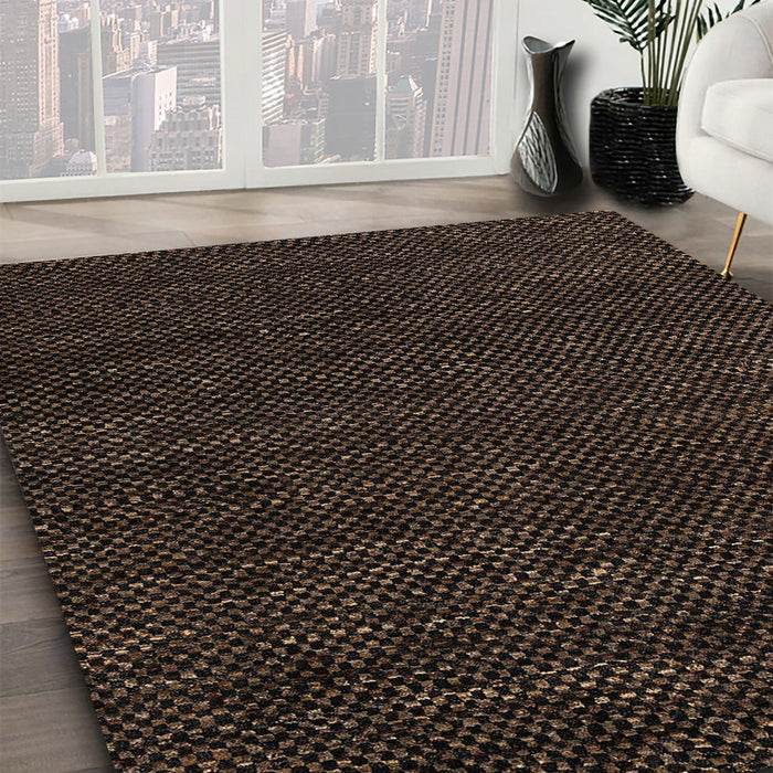 Abstract Reddish Brown Modern Rug in Family Room, abs4696