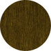 Round Abstract Yellow Modern Rug, abs4696yw