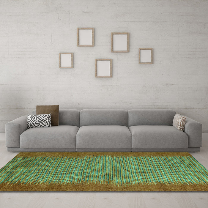 Machine Washable Abstract Turquoise Modern Area Rugs in a Living Room,, wshabs4697turq