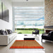 Square Abstract Red Modern Rug in a Living Room, abs4697