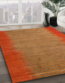 Abstract Red Modern Rug in Family Room, abs4697